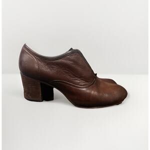Frye Stella Slip On Brown Leather Ankle Bootie Heels Size 7.5 Grandmacore